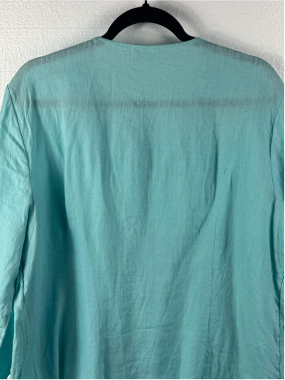 Charter Club aqua blue linen embroidered tunic top - Picture 8 of 9
